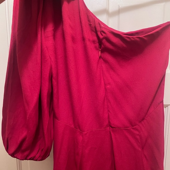 Reformation Red Lawrence One Shoulder High Slit MIDI Dress Sz 2 - Picture 7 of 10